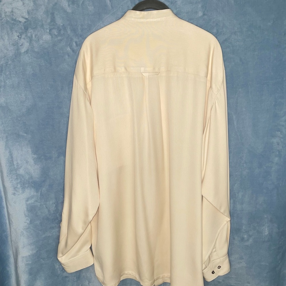 EUC vtg Cypress Grove silk banded-collar mother-of-pearl button-front shirt - Picture 2 of 5